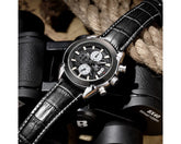 MEGIR 2020G Mens Military Wrist Watch Chronograph Multifunction 3ATM Waterproof Quartz (Black) - Zamana.pk